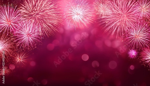 enchanting pink fireworks and sparkling bokeh on a smooth crimson gradient perfect for celebrations and festive designs copy space merry xmas happy new 12 months festive vertical backdrop