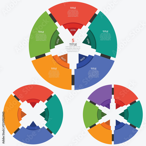 Four circular infographic templates in a vector format, designed for visual data representation and presentation.