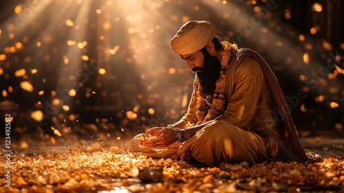 Indian Festivals and Events with Copyspace: Celebrating Nanak Jayanti, Guru Tegh Bahadur's Martyrdom Day, Govind Singh Jayanti, Guru Ravidas Jayanti, Guru Purnima, and Diwali/Deepavali