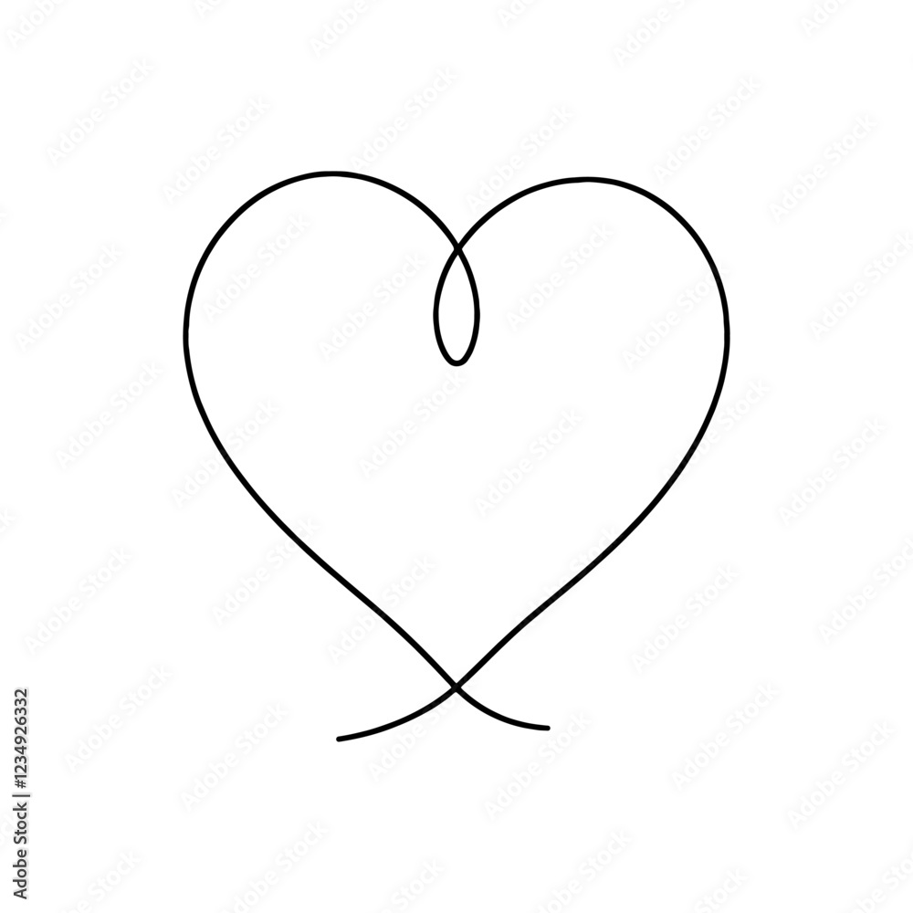 Heart hand drawn. Continuous line art of love symbol. Vector illustration. Heart hand drawn. Continuous line art of love symbol. Vector illustration.