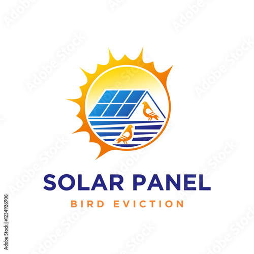 Pigeon Dove with Solar Panel System Logo Design. This design perfect for pigeon evicition, bird control in solar panel business