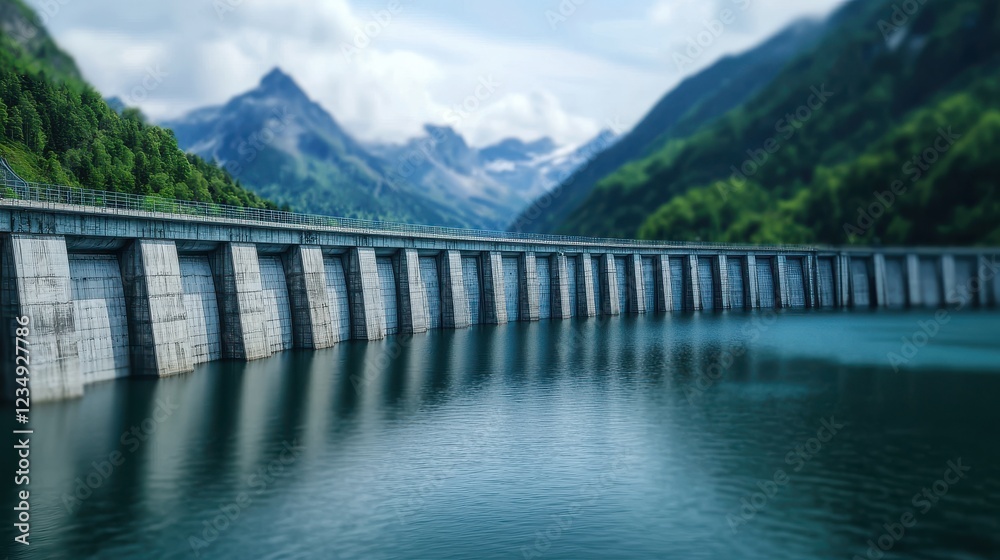 A serene dam reflects mountains and clouds, creating a tranquil landscape with calm waters and lush greenery. A serene dam reflects mountains and clouds, creating a tranquil landscape with calm waters and lush greenery.