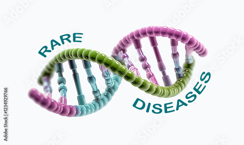Dna model representing rare diseases with text