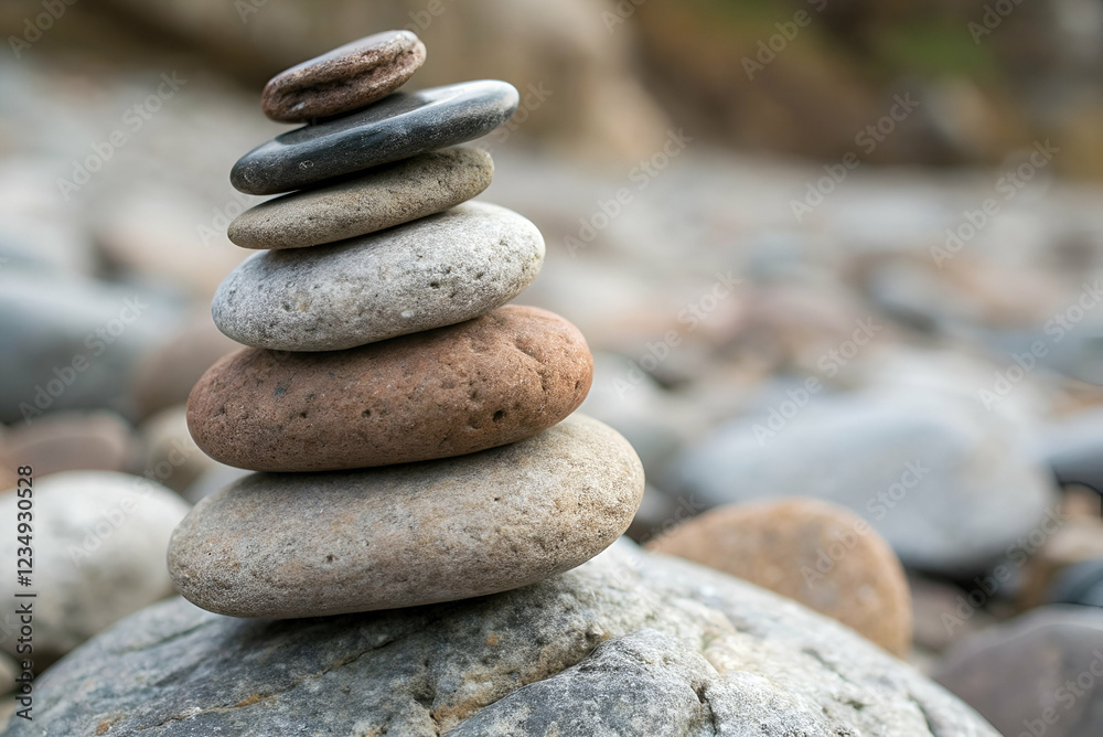 A balanced stack of smooth stones arranged on a rocky surface, showcasing nature's beauty and serenity. A balanced stack of smooth stones arranged on a rocky surface, showcasing nature's beauty and serenity.