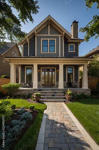 Luxury Home Exterior: Modern Classic Design, Elegant Facade, Dream House, Real Estate