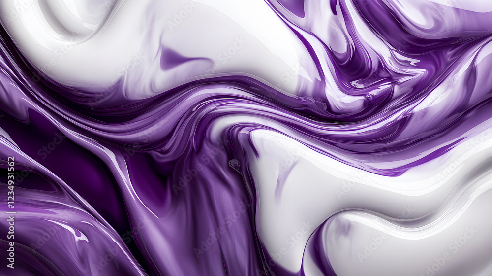 Purple and white paint mixing, creating a marble effect Purple and white paint mixing, creating a marble effect