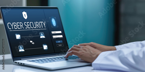 Wallpaper Mural Cyber security system on computer screen protect private information brisk from hacker and cyber attack Torontodigital.ca