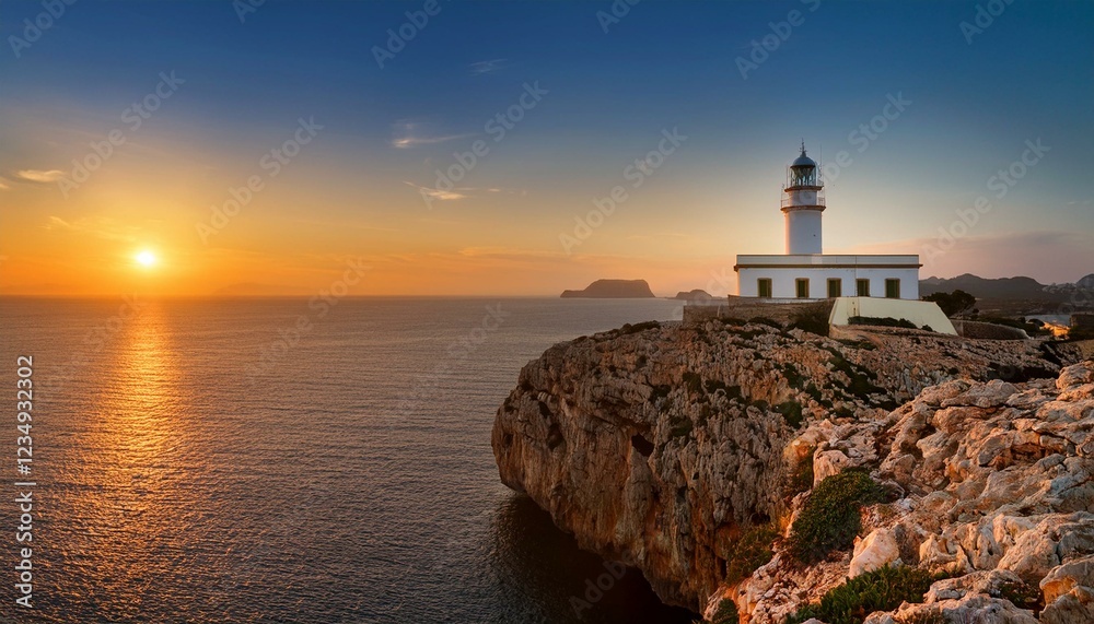 Naklejka premium lighthouse on rocky shore 