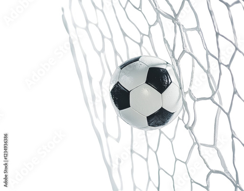 soccer ball in goal net