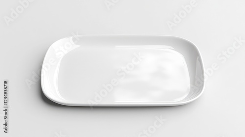 White rectangular plate on white background, food presentation