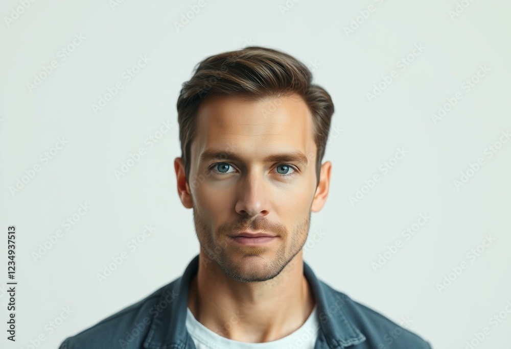 Male portrait with neutral expression on neutral background Male portrait with neutral expression on neutral background