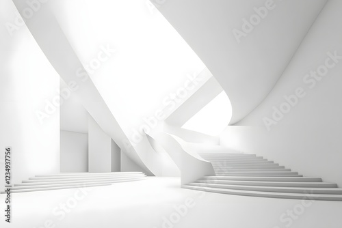 Modern White Art Gallery Interior with Blank Poster Mockup for Creative Presentation or Exhibition