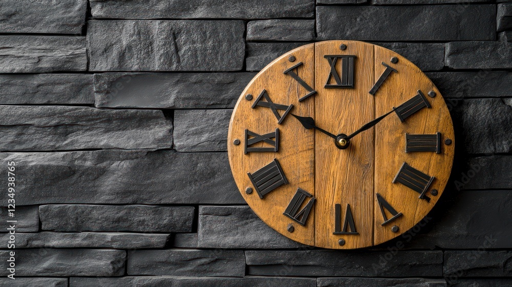 custom made wallpaper toronto digitalRustic wooden clock on dark stone wall