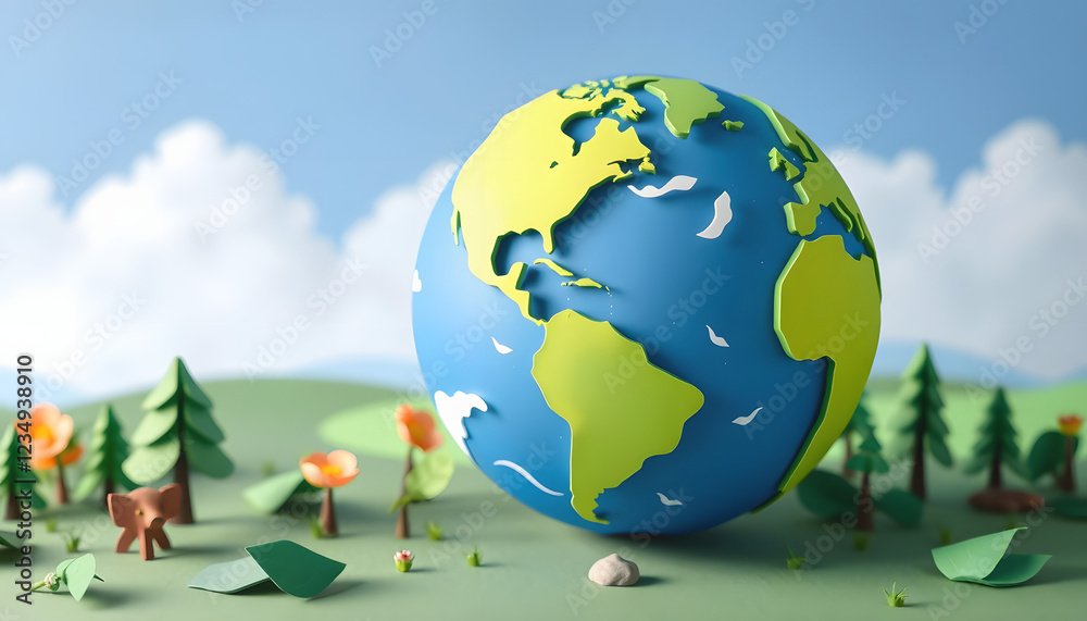Earth Day: A Vibrant Eye-Catching Background Design Template of Earth in Shape of Beautiful Artistic Advocacy Perfect for Environmental Wildlife Projects (, papercraft, with white tones Earth Day: A Vibrant Eye-Catching Background Design Template of Earth in Shape of Beautiful Artistic Advocacy Perfect for Environmental Wildlife Projects (, papercraft, with white tones