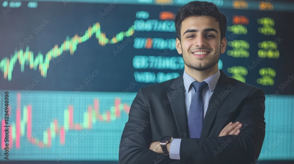 professional business man showing a market situation chart