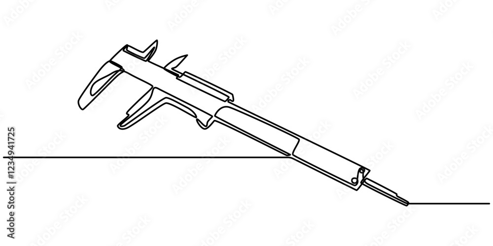 vernier continuous one line drawing on a white background, A simple line drawing of a Vernier Caliper, Different engineering drawings and vernier caliper on gray textured table, top view. Space pro. vernier continuous one line drawing on a white background, A simple line drawing of a Vernier Caliper, Different engineering drawings and vernier caliper on gray textured table, top view. Space pro.
