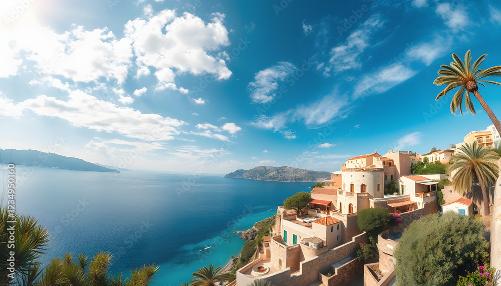 Naklejka premium Planet Earth - Mediterranean, vibrant, with white tones