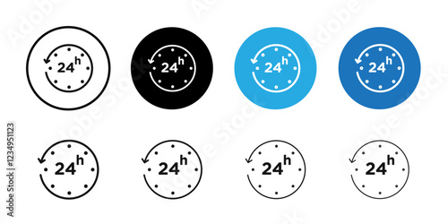 24 hrs icon Black line art vector logo set