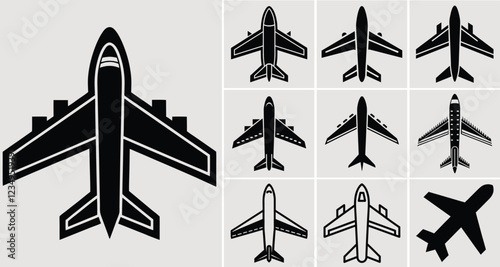 Airplane Silhouettes icons set