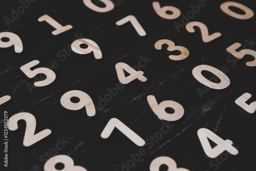 Background of numbers. from zero to nine. Numbers texture. Finance data concept. Matematic. Seamless pattern with numbers. financial crisis concept. Business success. photo