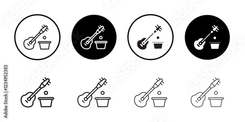 Busking icon Black line art vector logo set