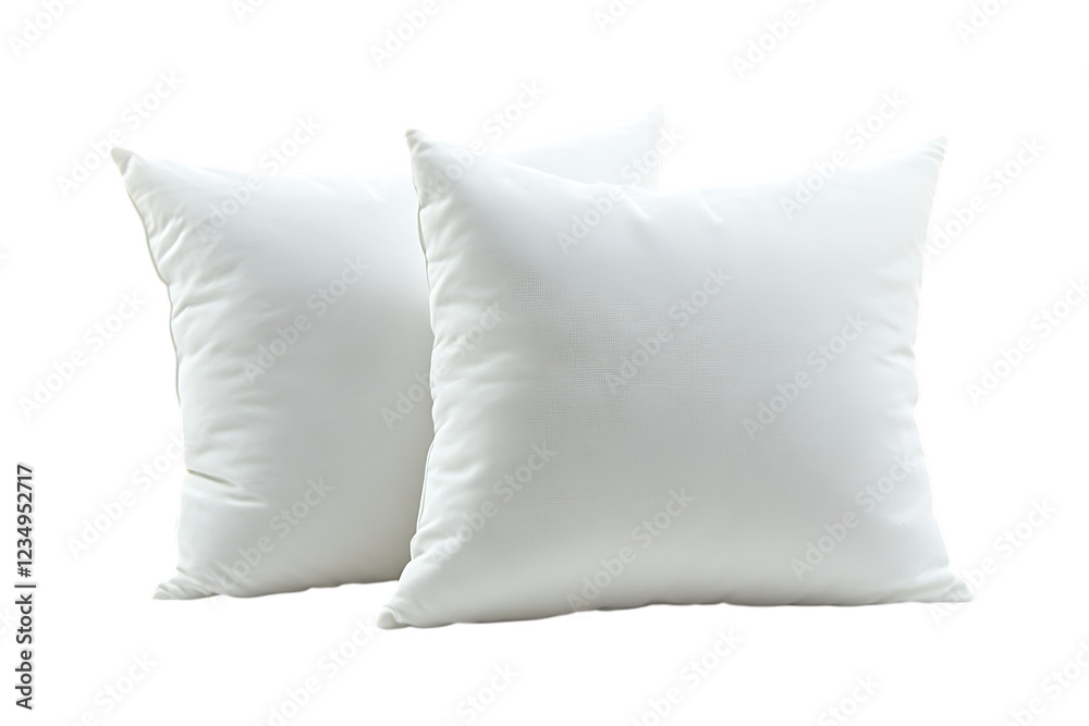 Two white square pillows, soft and fluffy. Two white square pillows, soft and fluffy.