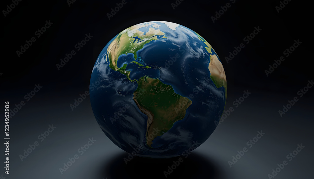 Fototapeta premium earth globe on dark background 3D rendering, cinematic, with white tones