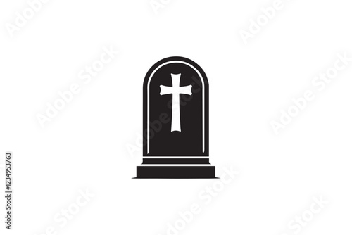 Gravestone vector silhouette isolated in white background