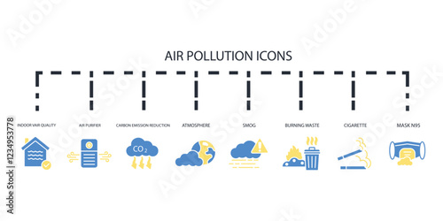 Air Pollution icon set.vector.Editable stroke.linear style sign for use web design,logo.Symbol illustration.
