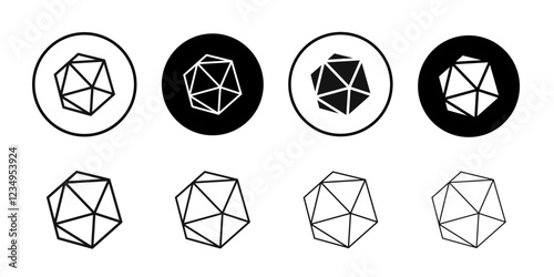 Dice d20 icon Black line art vector logo set