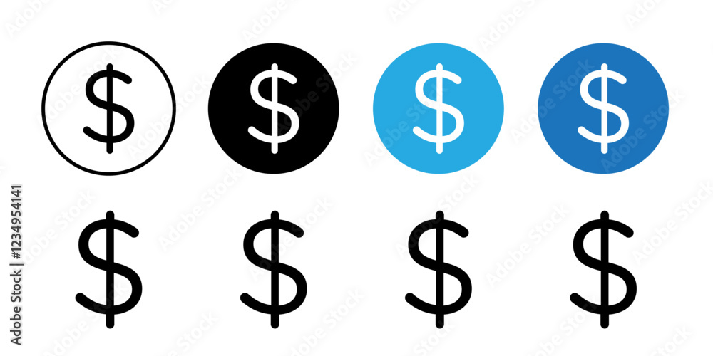 Dollar icon Black line art vector logo set Dollar icon Black line art vector logo set