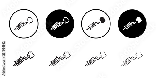 Exhaust pipe Icon Black line art vector logo set