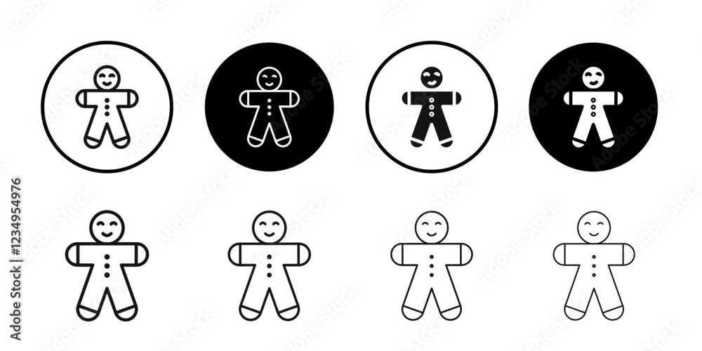 Gingerbread man icon Black line art vector logo set Gingerbread man icon Black line art vector logo set