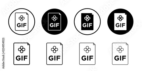 Gif icon Black line art vector logo set