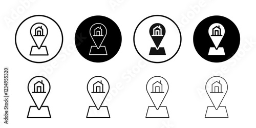 Home location icon Black line art vector logo set