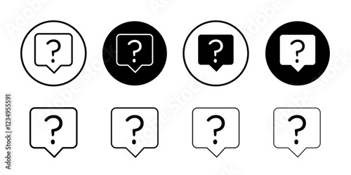 Interrogation icon Black line art vector logo set