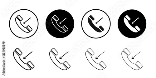 Incoming Call icon Black line art vector logo set