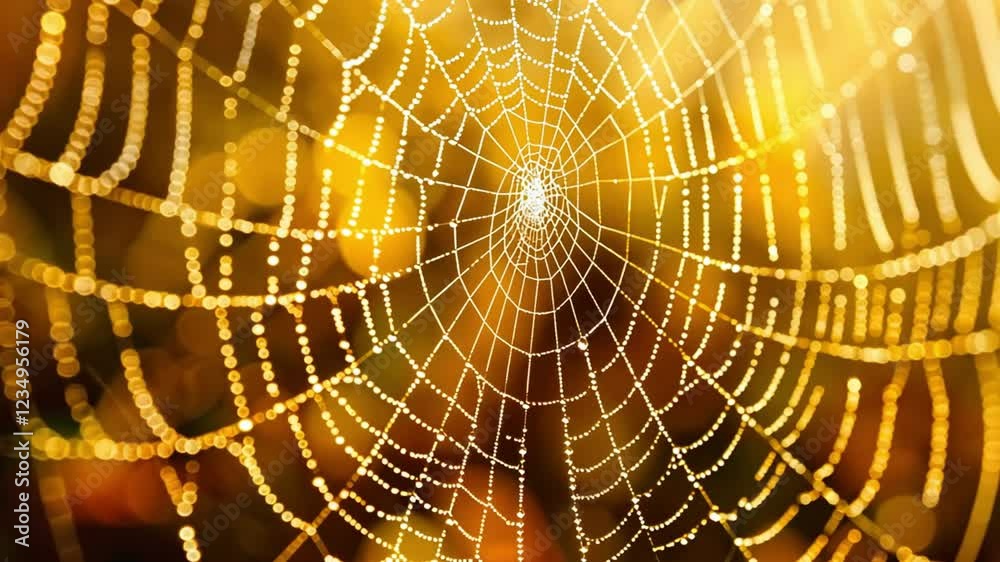 golden yellow spider web background footage