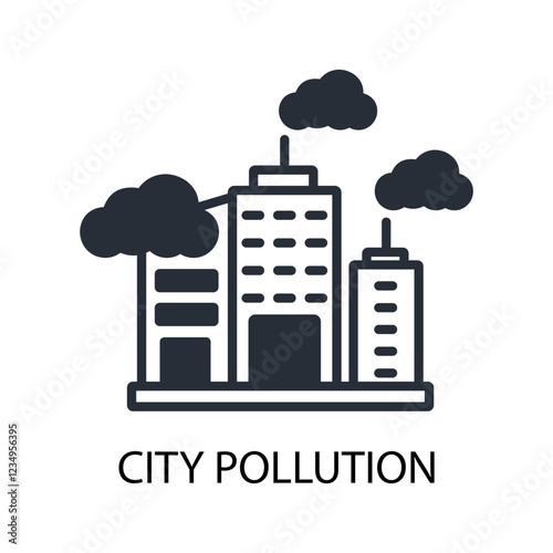 city pollution icon. vector.Editable stroke.linear style sign for use web design,logo.Symbol illustration.