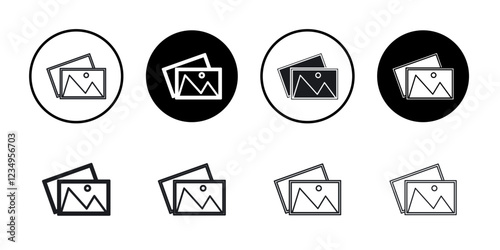 Picture icon Black line art vector logo set