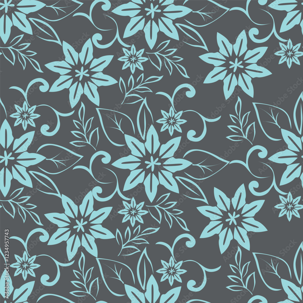Fototapeta premium Floral Seamless Vector Illustration pattern background. Ornamental flower design for use all of fabric print wrapping paper and others. All over design ready to print.