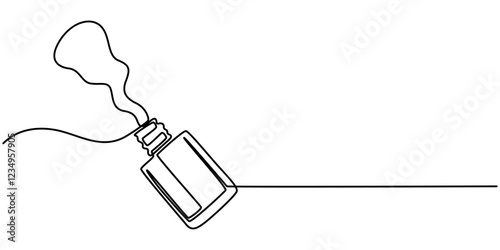 Nail varnish one line drawing on white isolated background for store, banner and business card. Linear art. Vector illustration,  nail polish vector one line continuous drawing illustration. Hand draw