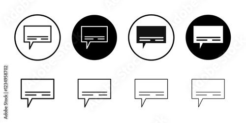 Subtitles icon Black line art vector logo set