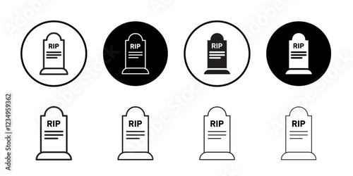 Tombstone icon Black line art vector logo set