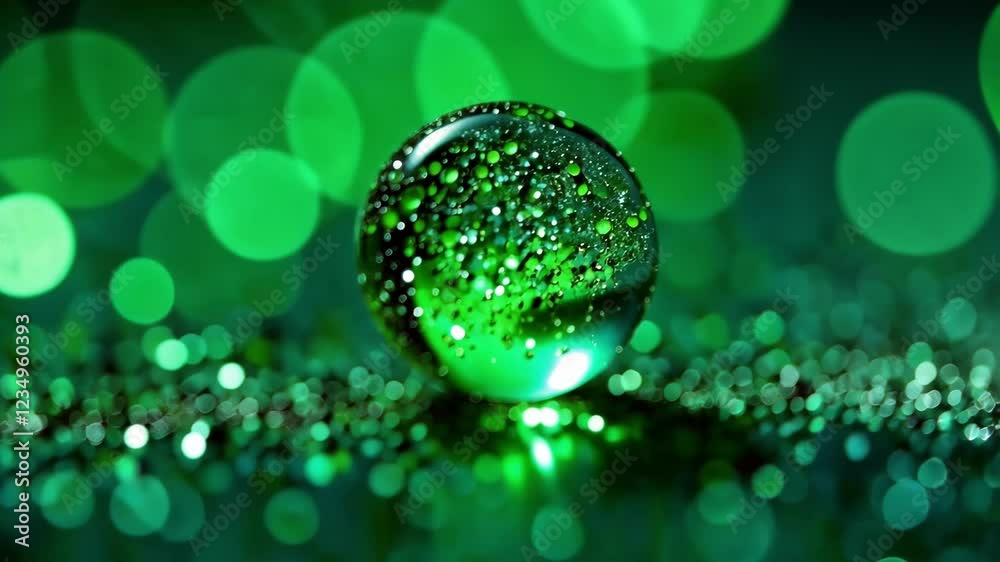 Saint Patrick's Day background with A green ball with a green background. The ball is surrounded by a lot of small green dots