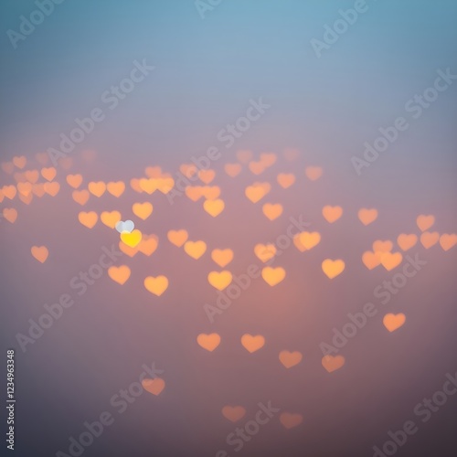 Golden Heart Bokeh Lights: Romantic Valentine's Day Background. Perfect for cards, invitations, social media, websites, and more. Create a warm, loving atmosphere your Valentine's Day. Generative AI 