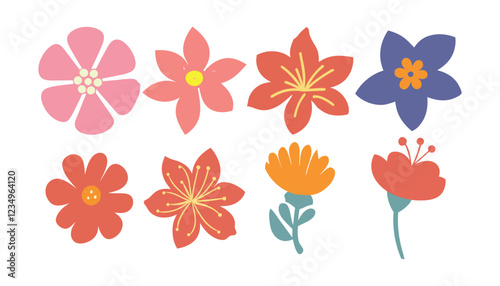 Collection of flowers icon. Vector origami flowers. Vector illustration botanical design, Style for fabric, banners, wallpaper, posters, websites,online and creative idea.