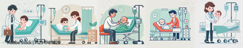 vector of a small child being treated in hospital