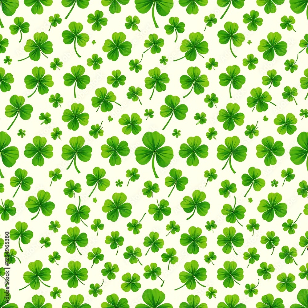St. Patrick’s Day Shamrock Horizontal Pattern, Seamless Green Clover Design for Holiday Background St. Patrick’s Day Shamrock Horizontal Pattern, Seamless Green Clover Design for Holiday Background
