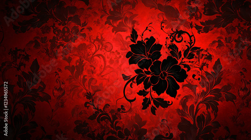 red and black flower and leaf wallpaper
